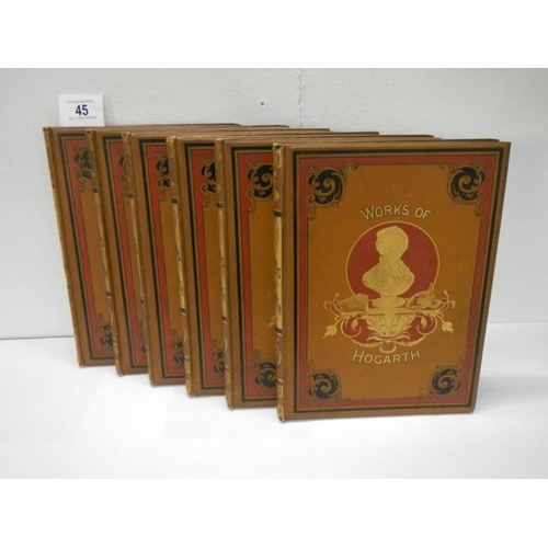 45 - The Works of Hogarth Volumes 1-6, bound, Publisher William McKenzie