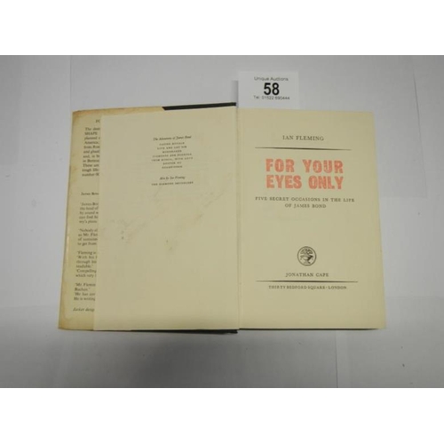 58 - 1st Edition - Ian Fleming, For Your Eyes Only, with dust jacket, Glidrose, 1960 (dj wear to top of s... 