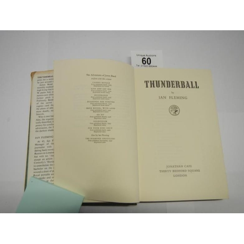 60 - 1st Edition - Ian Fleming, Thunderball, with dust jacket, Glidrose, 1961 (dj missing piece to top of... 