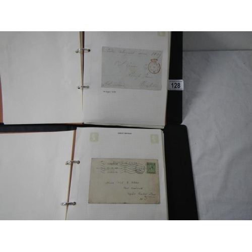 128 - Stamps - 2 albums and a quantity of loose c19th and c20th stamped envelopes dating from 1808 onwards