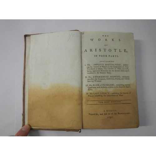 69 - 1791 volume of Works of Aristotle (tanning to bottom of pages)