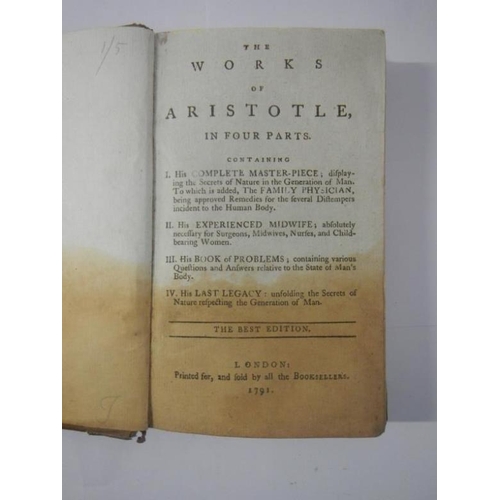 69 - 1791 volume of Works of Aristotle (tanning to bottom of pages)