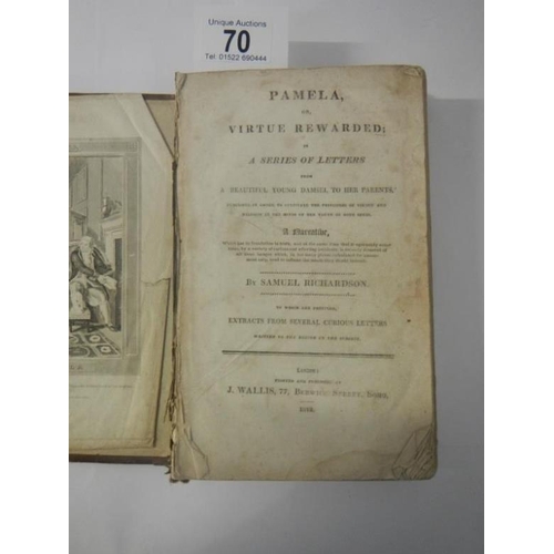 70 - 1813 volume of Pamela or Virtue Rewarded (front boards and page detached)