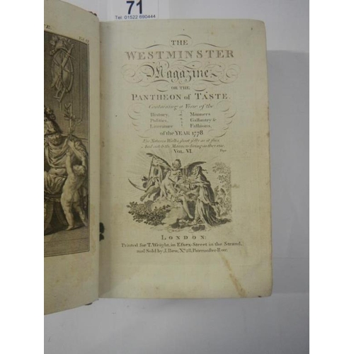 71 - 1778 volume of The Westminster Magazine