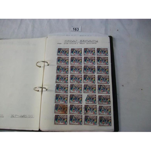 163 - Stamps - An album of GB stamps including blocks