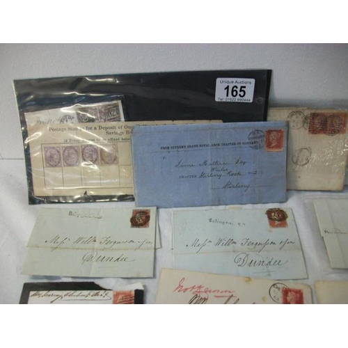 165 - Stamps - A quantity of Victorian 1d Penny Red stamps and 1d Penny Black stamp