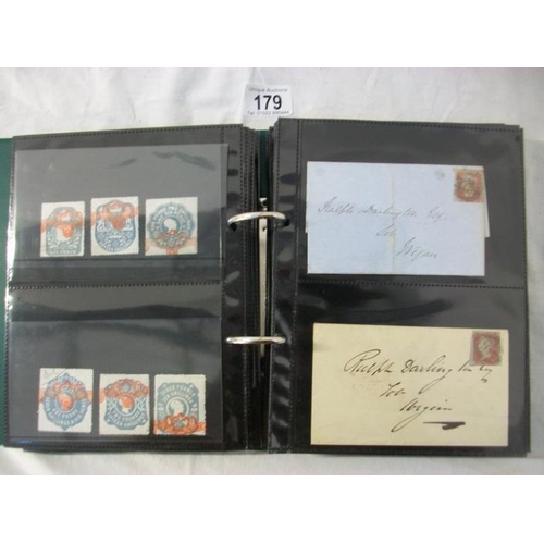 179 - Stamps - An album of c19th Victoria British Empire stamps including entires, envelopes, postcards, p... 