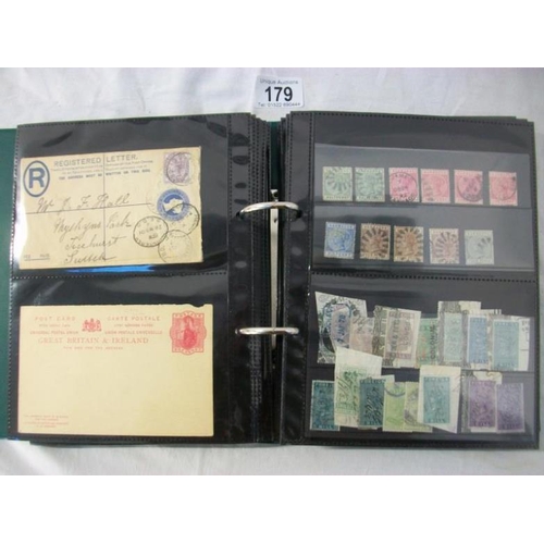 179 - Stamps - An album of c19th Victoria British Empire stamps including entires, envelopes, postcards, p... 