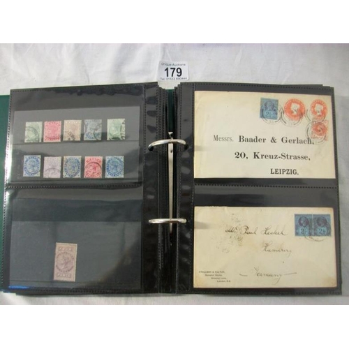 179 - Stamps - An album of c19th Victoria British Empire stamps including entires, envelopes, postcards, p... 