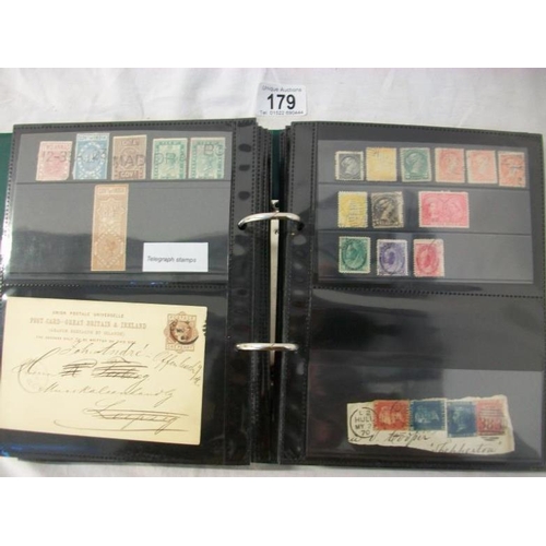 179 - Stamps - An album of c19th Victoria British Empire stamps including entires, envelopes, postcards, p... 