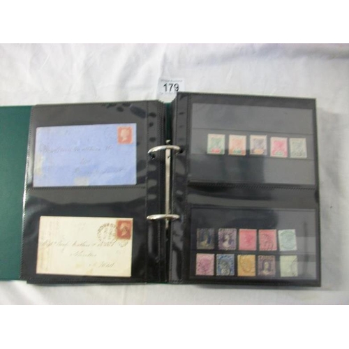 179 - Stamps - An album of c19th Victoria British Empire stamps including entires, envelopes, postcards, p... 