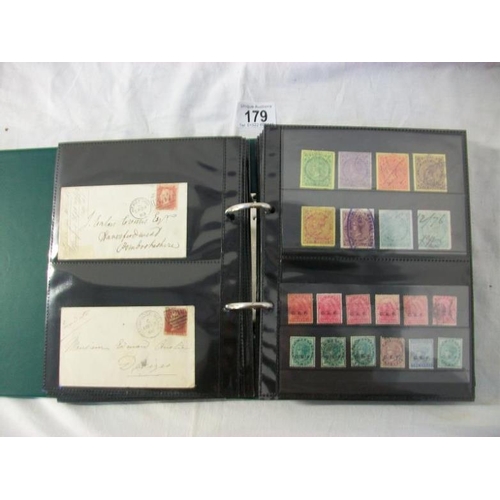 179 - Stamps - An album of c19th Victoria British Empire stamps including entires, envelopes, postcards, p... 