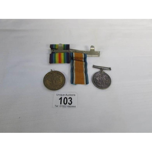 103 - A WW1 medal and one other