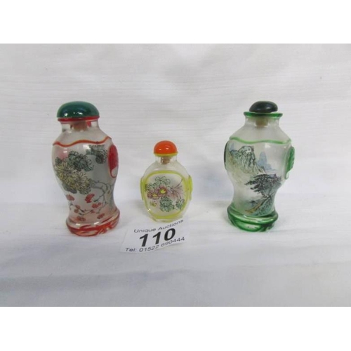 110 - 3 Chinese snuff/perfume bottles