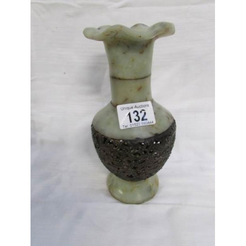 132 - A Chinese jade and bronze vase