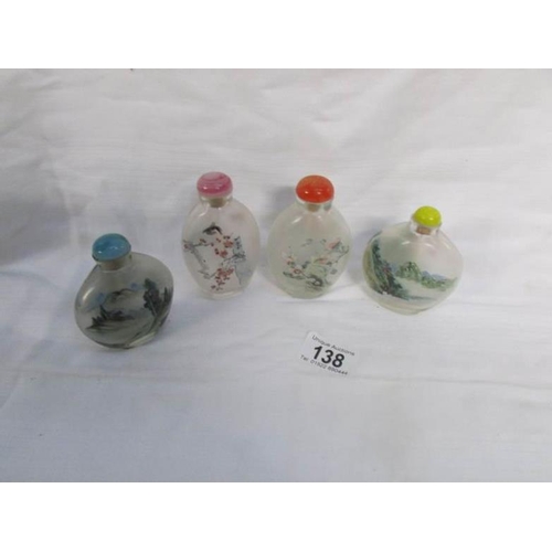 138 - 4 Chinese snuff/perfume bottles