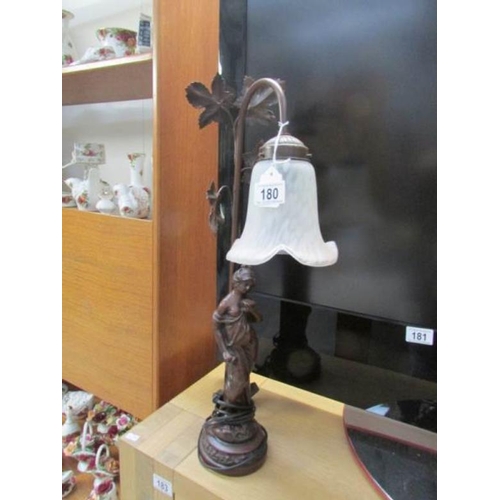 180 - A figure table lamp with glass shade