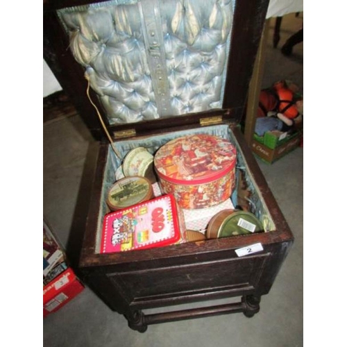 2 - A sewing box and contents