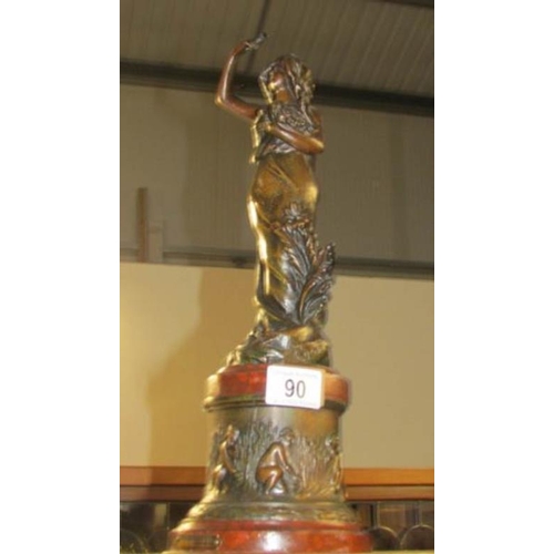 90 - A spelter figure of Marguerite with impressed mark G Ruchot