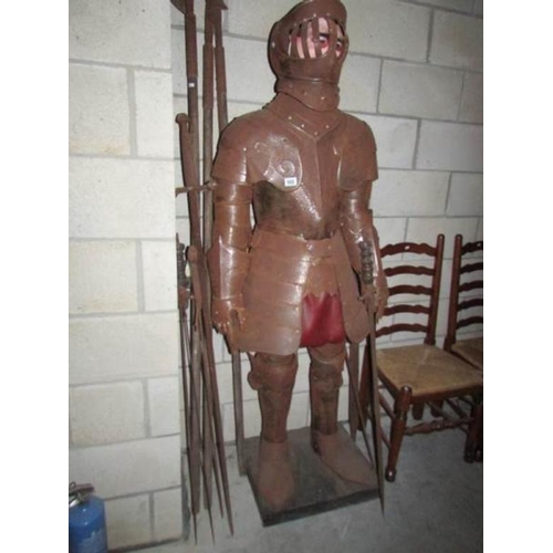 968 - A replica suit of armour and weapons