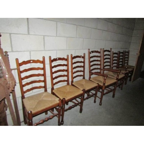 969 - A set of 8 ladderback chairs