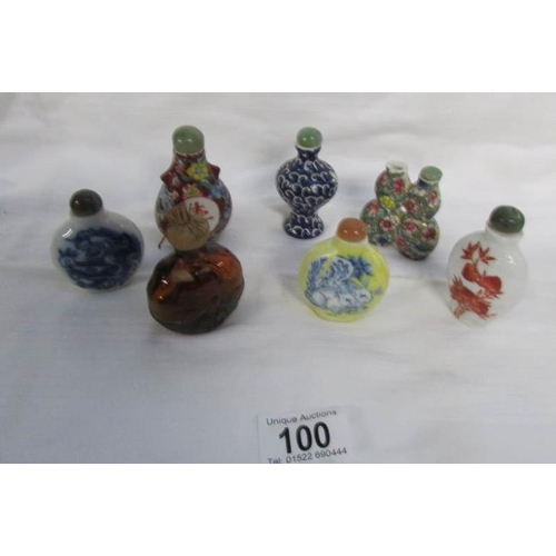 100 - 7 Chinese hand decorated snuff/perfume bottles