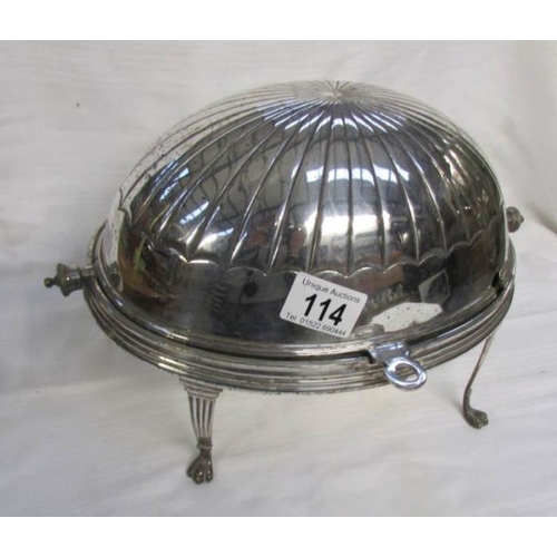 114 - A silver plated breakfast dish