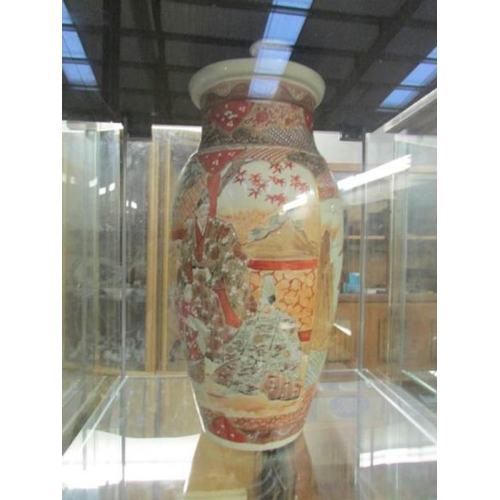 130 - A pair of large hand decorated oriental vases (a/f)