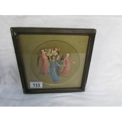 133 - A framed and glazed Victorian print of an angel choir