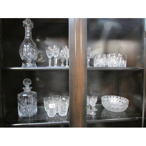 175 - A mixed lot of cut glass including 2 decanters, fruit bowl, glasses etc