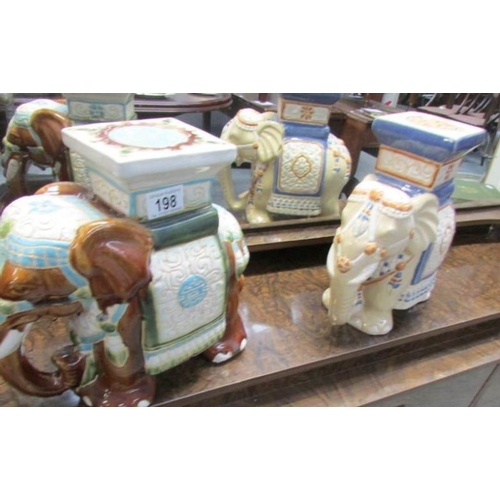 198 - 2 ceramic elephant plant stands