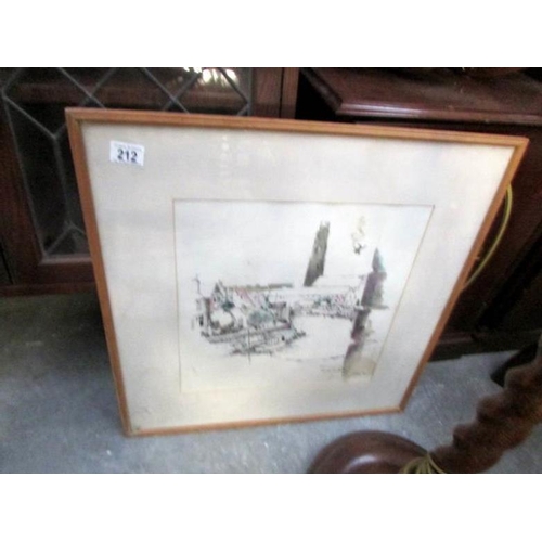 212 - A framed and glazed working sketch 'Icarus over Boston', signed McGregory