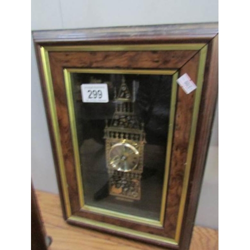 299 - A framed clock in the form of Big Ben