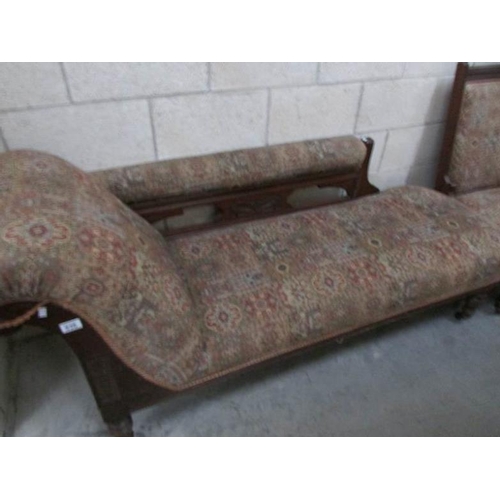 423 - A 9 piece Edwardian salon suite comprising Chaise Longue, Ladies chair, Gentleman's chair and 6 dini... 