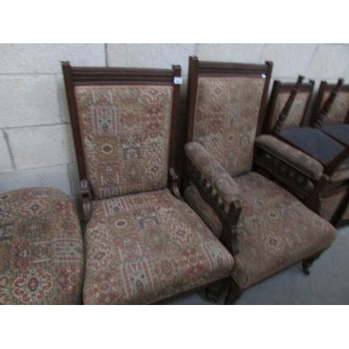 423 - A 9 piece Edwardian salon suite comprising Chaise Longue, Ladies chair, Gentleman's chair and 6 dini... 