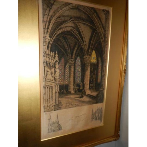 502 - A pair of fine framed and glazed limited edition prints 'Cathedral Interiors' signed Manning, images... 