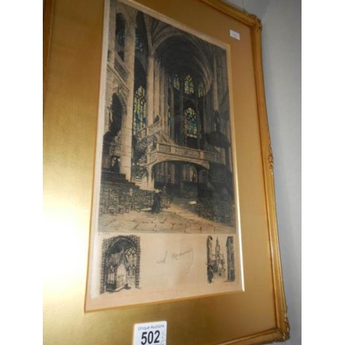 502 - A pair of fine framed and glazed limited edition prints 'Cathedral Interiors' signed Manning, images... 