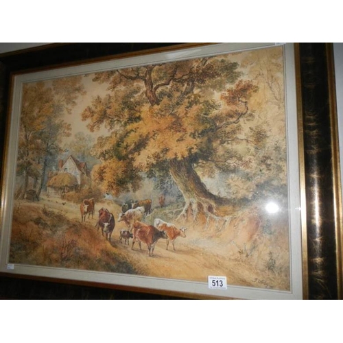 513 - A watercolour entitled 'A Rural Idyll', signed P Warley '79, image 50 x 70 cm