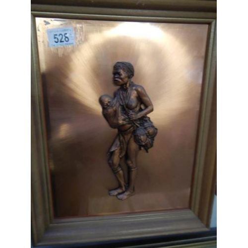 528 - A pair of framed copper studies of native Africans