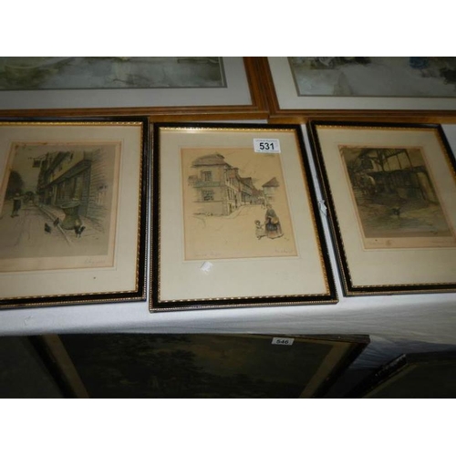 531 - 3 framed and glazed coloured engravings