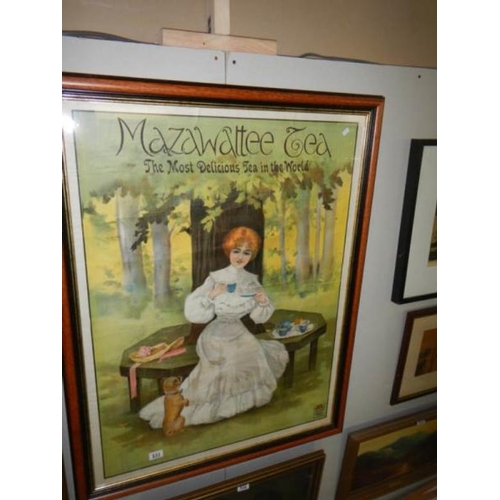 533 - A large framed and glazed 'Mazawatte Poster' by Stafford & Co., Nottingham, image 95 x 72 cm