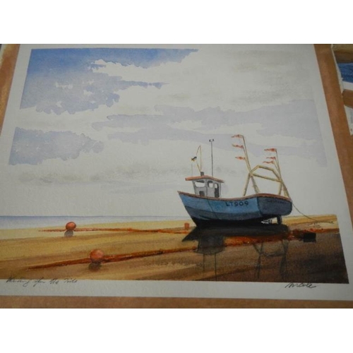 542 - 6 unframed water colours by M Cole