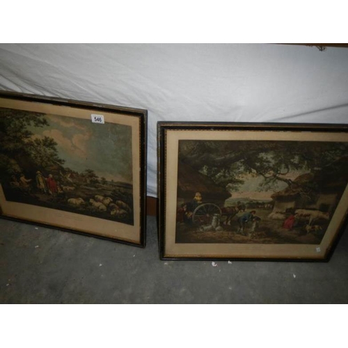 546 - A pair of 19th century coloured lithographs entitled 'The Dairy Farm' and 'The Shepherds', published... 