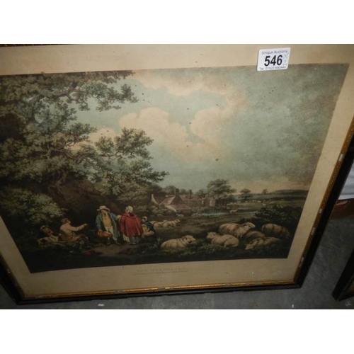 546 - A pair of 19th century coloured lithographs entitled 'The Dairy Farm' and 'The Shepherds', published... 