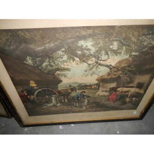 546 - A pair of 19th century coloured lithographs entitled 'The Dairy Farm' and 'The Shepherds', published... 