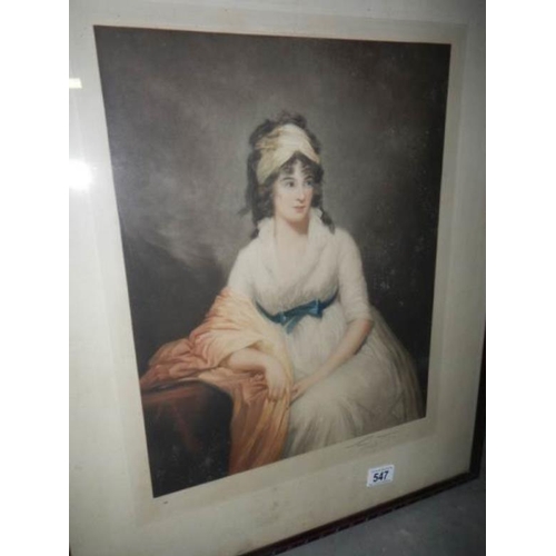 547 - A framed and glazed portrait print, signed but indistinct, image 33 x 42