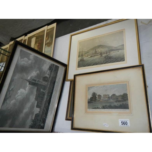 560 - 5 framed and glazed engravings including Glasgow