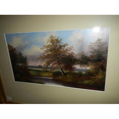 561 - A framed and glazed rural scene watercolour, image 38 x 22 cm