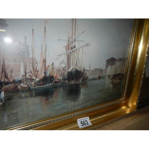 563 - A good framed and glazed print of Venice, image 76 x 46