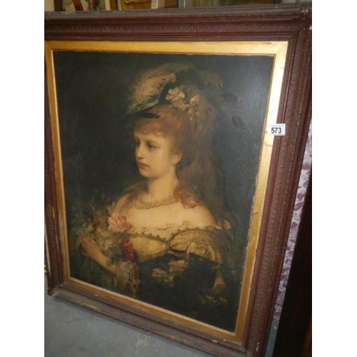 573 - A portrait print of a lady, image 59 x 73 cm